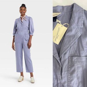 Universal Thread Women's Boiler Suit Size 6 Romper Blue Half Sleeve Cropped New